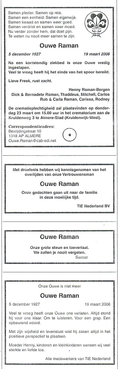 Overlijdens advertenties Telegraaf